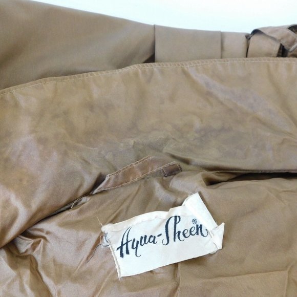 Aqua Sheen Women Solid Brown Raincoat Belted Trench Long Sleeve Collared Size L - Picture 7 of 12